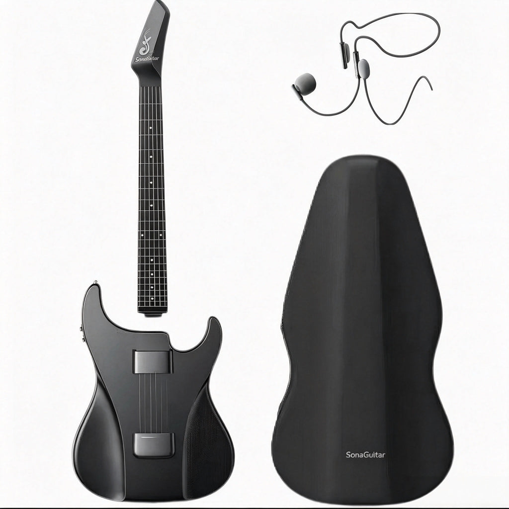 🎸Silent No-Sore-Finger Smart Travel Guitar Black & White for Beginners & Band