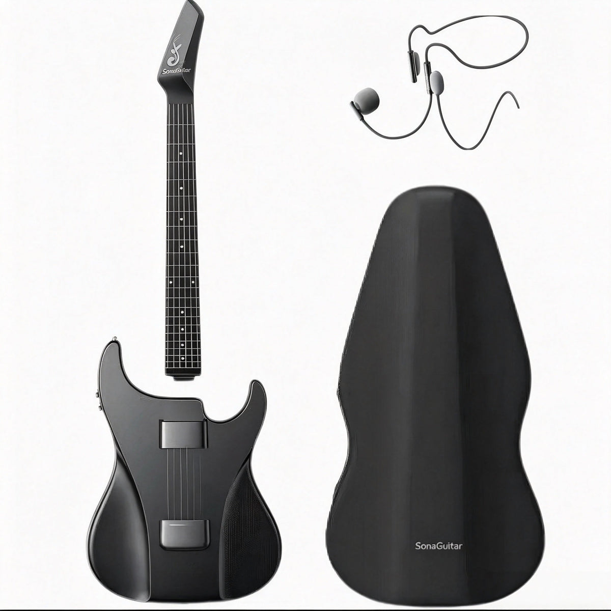 🎸Silent No-Sore-Finger Smart Travel Guitar Black & White for Beginners & Band