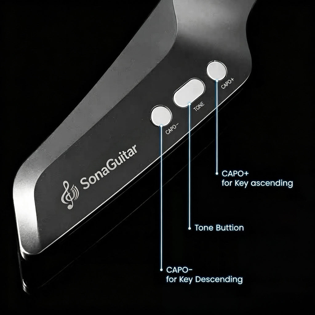 🎸Silent No-Sore-Finger Smart Travel Guitar Black & White for Beginners & Band