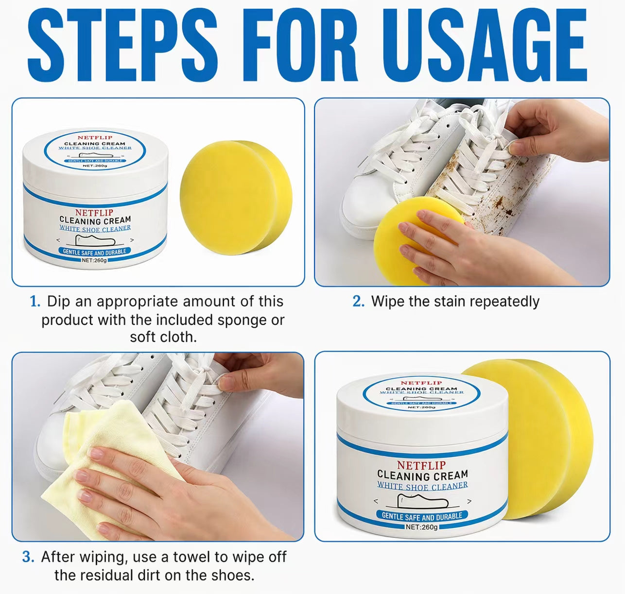 No-Rinse Shoe Cleaning Foam, Quick Daily Cleaning, Eco-Friendly & Shoe-Safe
