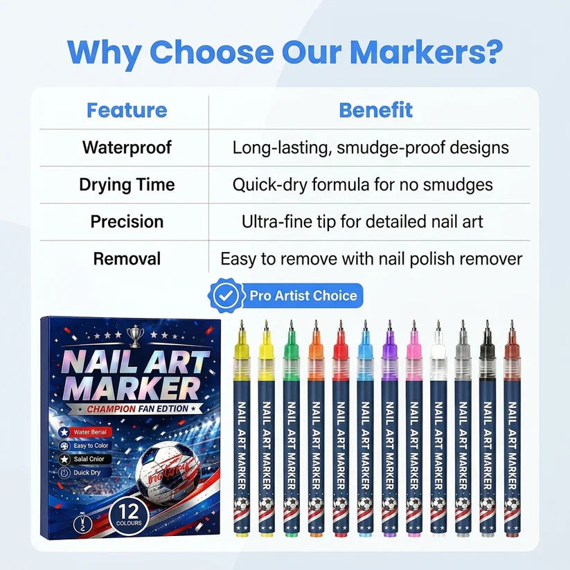 ⚽ Game Day Soccer Nail Art Pens | Paint Team Colors In Seconds
