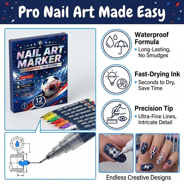 ⚽ Game Day Soccer Nail Art Pens | Paint Team Colors In Seconds