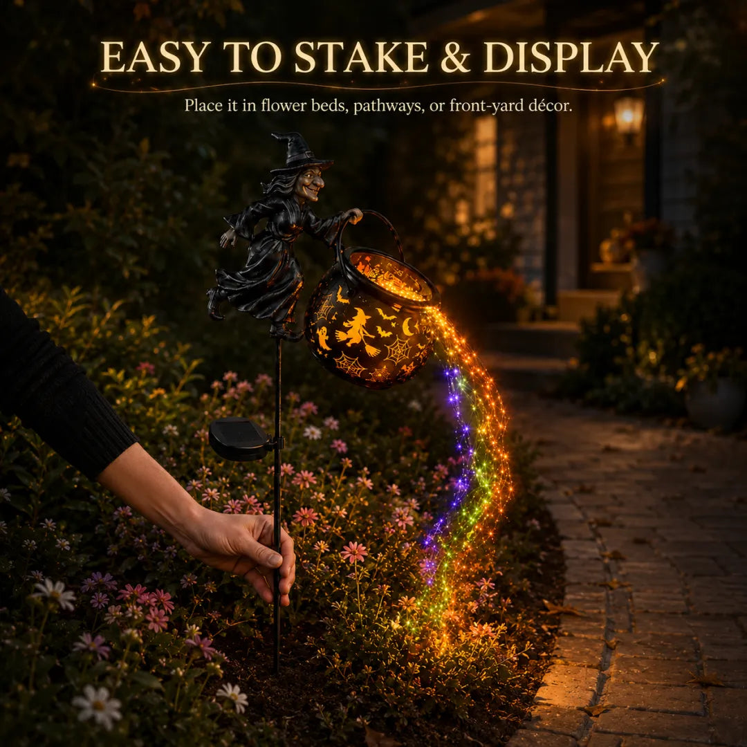 🔥Last Chance Before They're Gone!Solar Halloween Witch Garden Stake Lights🧙‍♀️