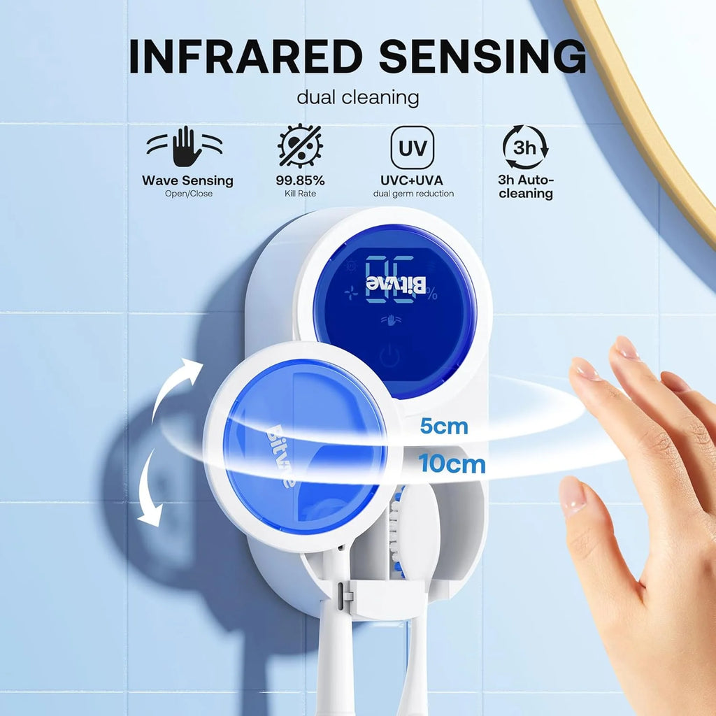 Automated Smart Toothbrush Sanitizer & Holder: 99.9% Clean, Every Single Time