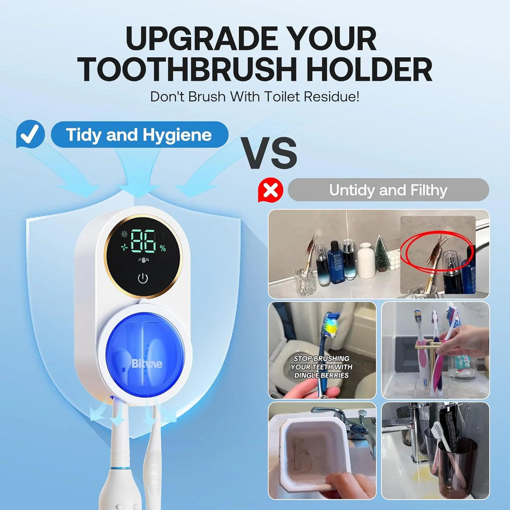 Automated Smart Toothbrush Sanitizer & Holder: 99.9% Clean, Every Single Time